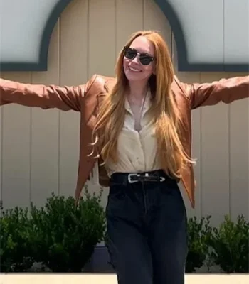 Lindsay Lohan Freakier Friday Brown Leather Jacket