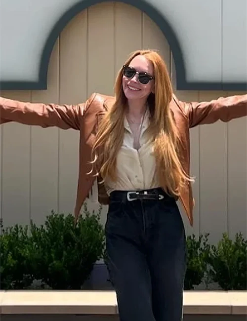 Lindsay Lohan Freakier Friday Brown Leather Jacket Lindsay Lohan Freakier Friday Brown Leather Jacket