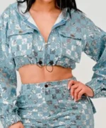 Lizze Broadway Kinda Pregnant Checkered Crop Jacket