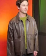 Logan Lerman Oh Hi! Brown Leather Jacket