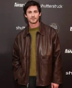 Logan Lerman Oh Hi! Brown Leather Jacket