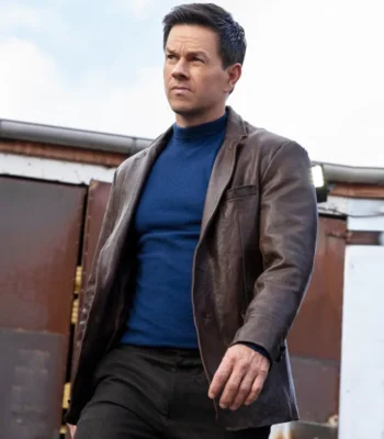 Mark Wahlberg Play Dirty Brown Leather Blazer
