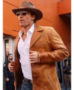 Actor Matthew McConaughey Brown Leather Jacket
