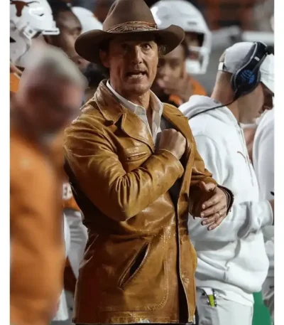 Actor Matthew McConaughey Brown Leather Jacket