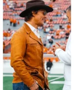Actor Matthew McConaughey Brown Leather Jacket