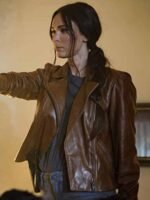 Megan Fox Midnight in the Switchgrass Leather Brown Jacket