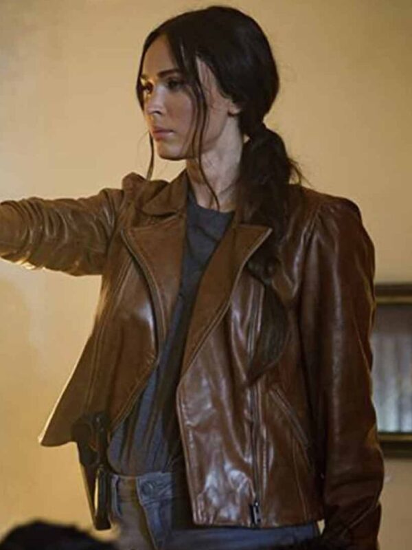 Megan Fox Midnight in the Switchgrass Leather Brown Jacket
