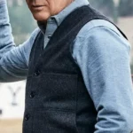 Men Yellowstone Kevin Costner Premiere Wool Grey Vest