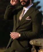 Mens 2 Piece Olive Green Wedding Suit