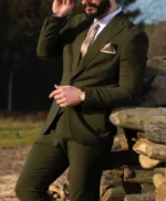 Mens 2 Piece Olive Green Wedding Suit