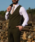 Mens 2 Piece Olive Green Wedding Suit