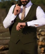 Mens 2 Piece Olive Green Wedding Suit