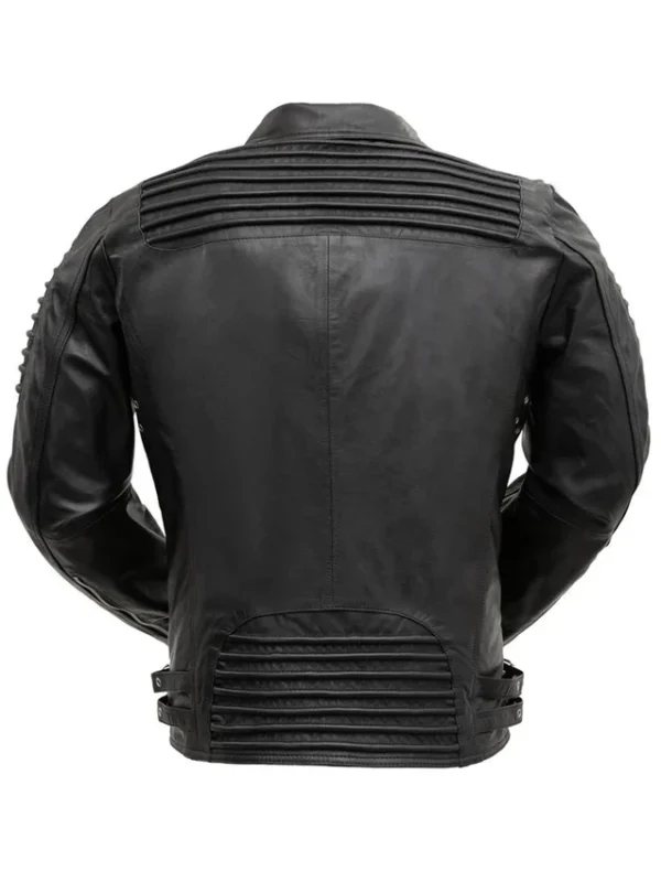 Mens Black Brooklyn Leather Biker Jacket