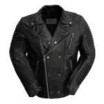 Mens Black Brooklyn Leather Biker Jacket