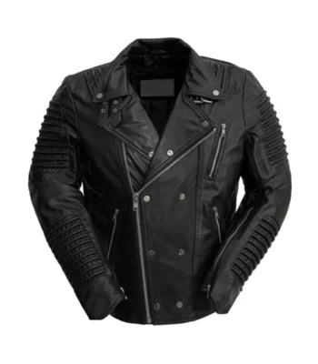 Mens Black Brooklyn Leather Biker Jacket