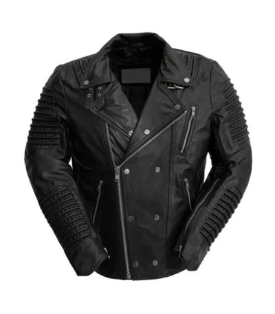 Mens Black Brooklyn Leather Biker Jacket