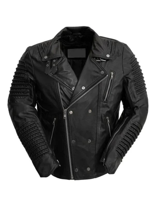 Mens Black Brooklyn Leather Biker Jacket