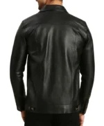 Mens Black Leather Trucker Jacket
