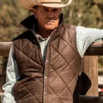 Mens Cotton Quilted Brown Vest Waistcoat