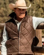 Mens Cotton Quilted Brown Vest Waistcoat