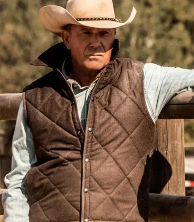 Mens Cotton Quilted Brown Vest Waistcoat