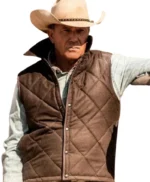 Mens Cotton Quilted Brown Vest Waistcoat