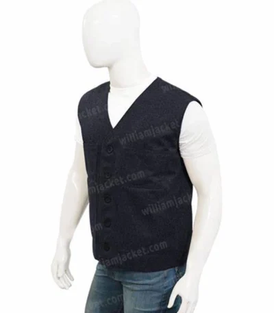 Mens Dark Grey Wool Blend Vest Waistcoat