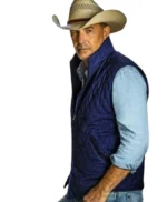 Mens Diamond Quilted Blue Vest Waistcoat