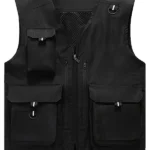 Mens Outdoors Multi-Pockets Black Cotton Vest
