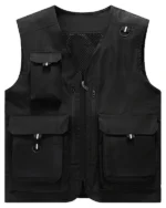 Mens Outdoors Multi-Pockets Black Cotton Vest