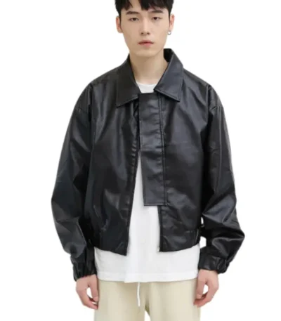 Mens Oversized Leather Flight Bomber Jacket