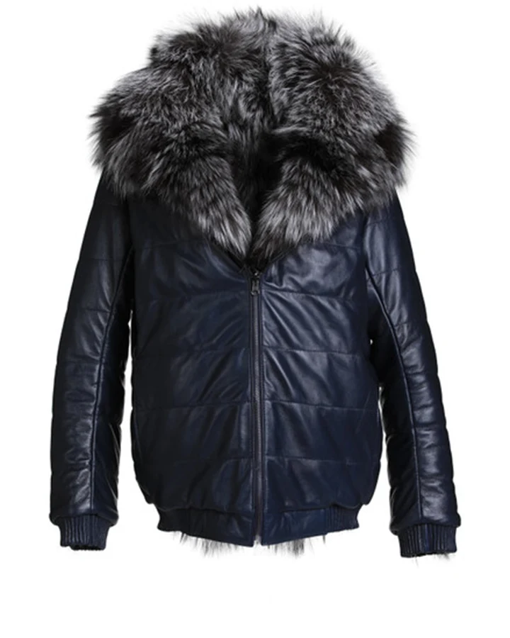 Mens Hooded Silver Fox Bomber Jacket Mens Hooded Silver Fox Bomber Jacket
