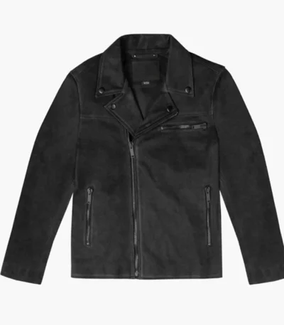 Men’s Suede Black Leather Motorcycle Biker Jacket