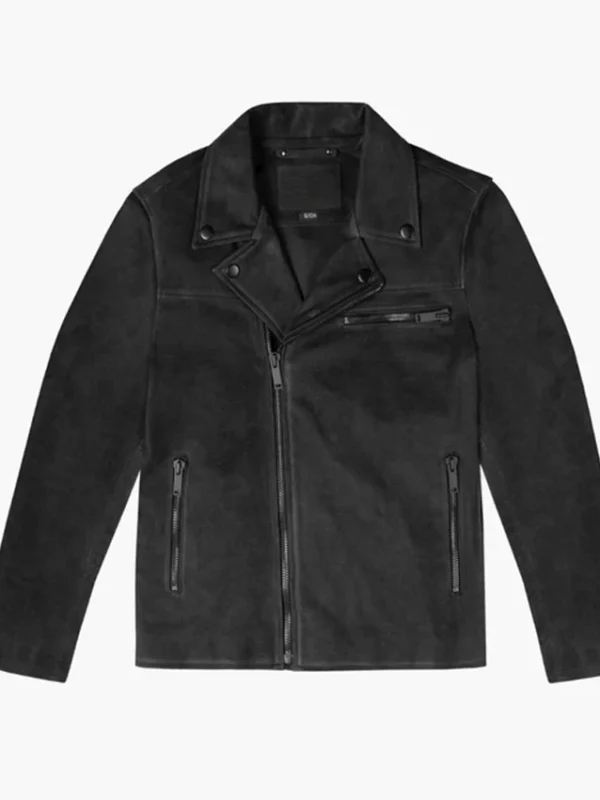 Men’s Suede Black Leather Motorcycle Biker Jacket