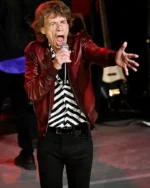 Mick Jagger Rolling Stone Leather Bomber Jacket