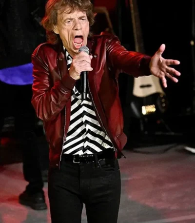 Mick Jagger Rolling Stone Leather Bomber Jacket