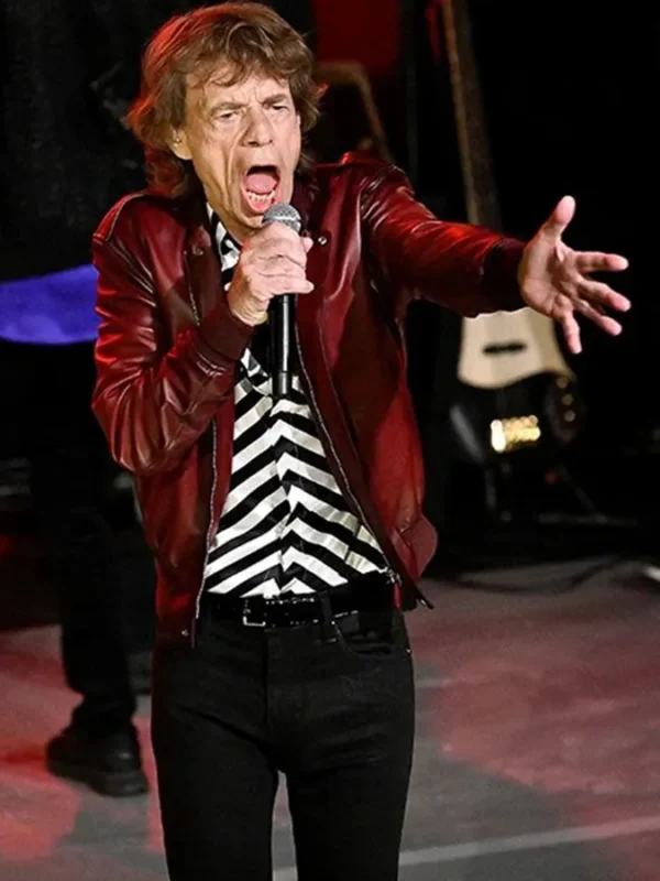 Mick Jagger Rolling Stone Leather Bomber Jacket