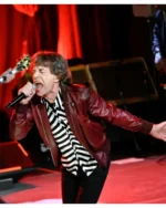 Mick Jagger Rolling Stone Leather Bomber Jacket