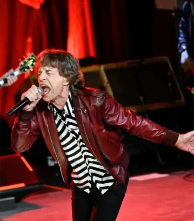 Mick Jagger Rolling Stone Leather Bomber Jacket