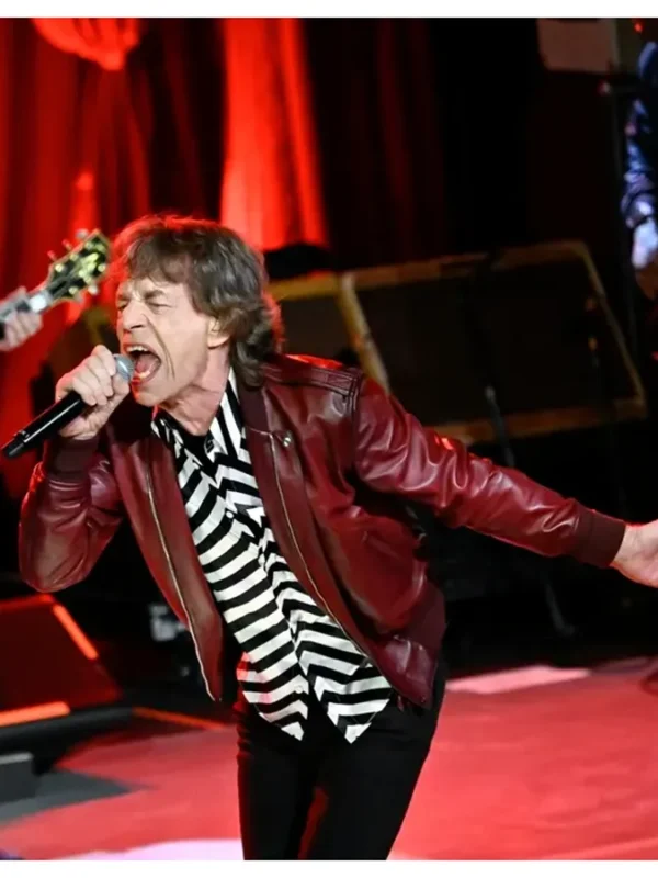 Mick Jagger Rolling Stone Leather Bomber Jacket