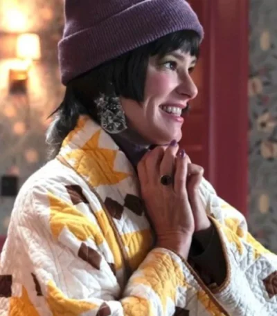 Parker Posey The Parenting Yellow & White Quilted Coat
