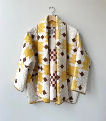 Parker Posey The Parenting Yellow & White Quilted Coat