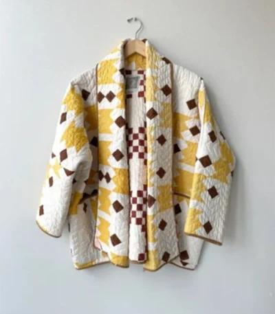 Parker Posey The Parenting Yellow & White Quilted Coat