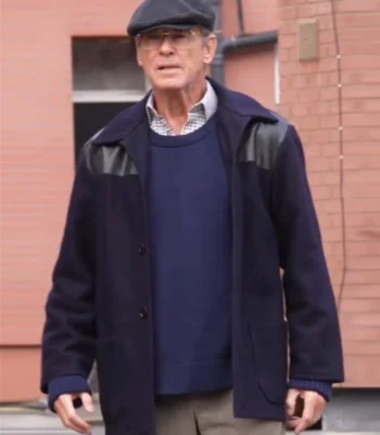 Pierce Brosnan Giant Blue Wool Coat