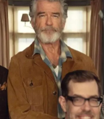 Pierce Brosnan The Thursday Murder Club Suede Leather Jacket