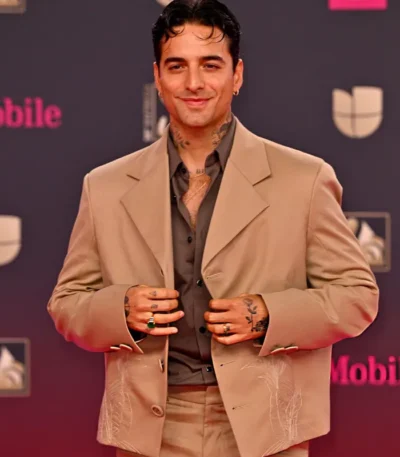 2026 Red Carpet Maluma Cropped Beige Blazer