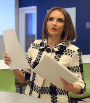 Rachael Leigh Cook Sisterhood Inc White Checked Jacket
