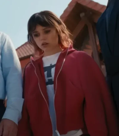 Riley Death of a Unicorn Red Hooded Jacket