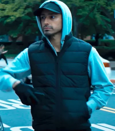 Riz Ahmed Relay Black Puffer Vest
