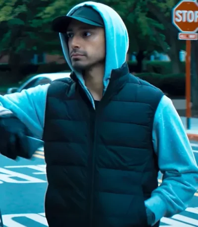 Riz Ahmed Relay Black Puffer Vest
